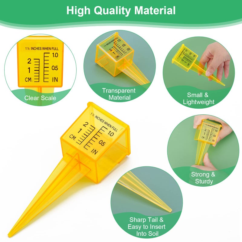 Anglekai 10PCS Rain Gauges  1.5"" Sprinkler Gauge for Lawn Water Gauge with Wide Mouth Sprinkler Rain Gauge  Transparent Outdoor Water Measuring Tool for Accurate Lawn Garden Water Gauge (10  Yellow) - Image 3